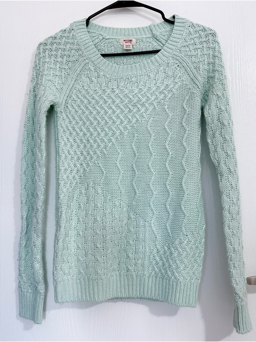 Light Mint Cable Knit Women's XS Sweater, Mossimo brand